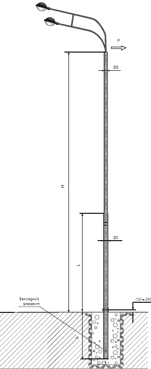 Опора контактной сети фланцевая трубчатая ТФ-700-9,0-02-ц от компании ГЕН-СНАБ