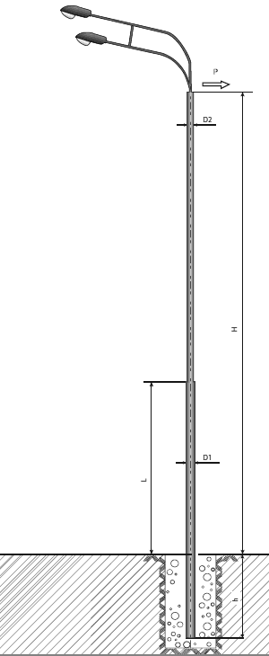 Опора контактной сети прямостоечная трубчатая ТП-1000-11,0/13,5-01-лк от компании ГЕН-СНАБ